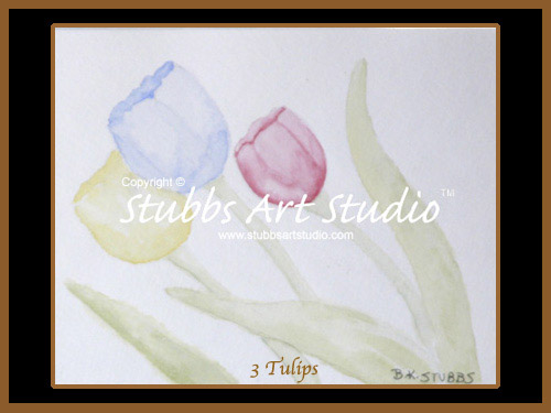 This is the enlarged image of the 3 Tulips Fine Art Print
