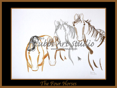 This is the enlarged image of the 4 Horses Fine Art Print