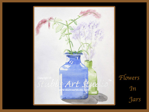 This is the enlarged image of the Flowers In Jars Fine Art Print
