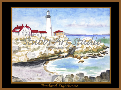 This is the enlarged image of the Portland Lighthouse Fine Art Print